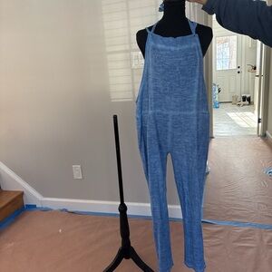 Venti6 blue linen overalls